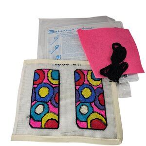 Vintage Spinnerin Needlepoint Eyeglass Case Kit Completed Ready To Put Together